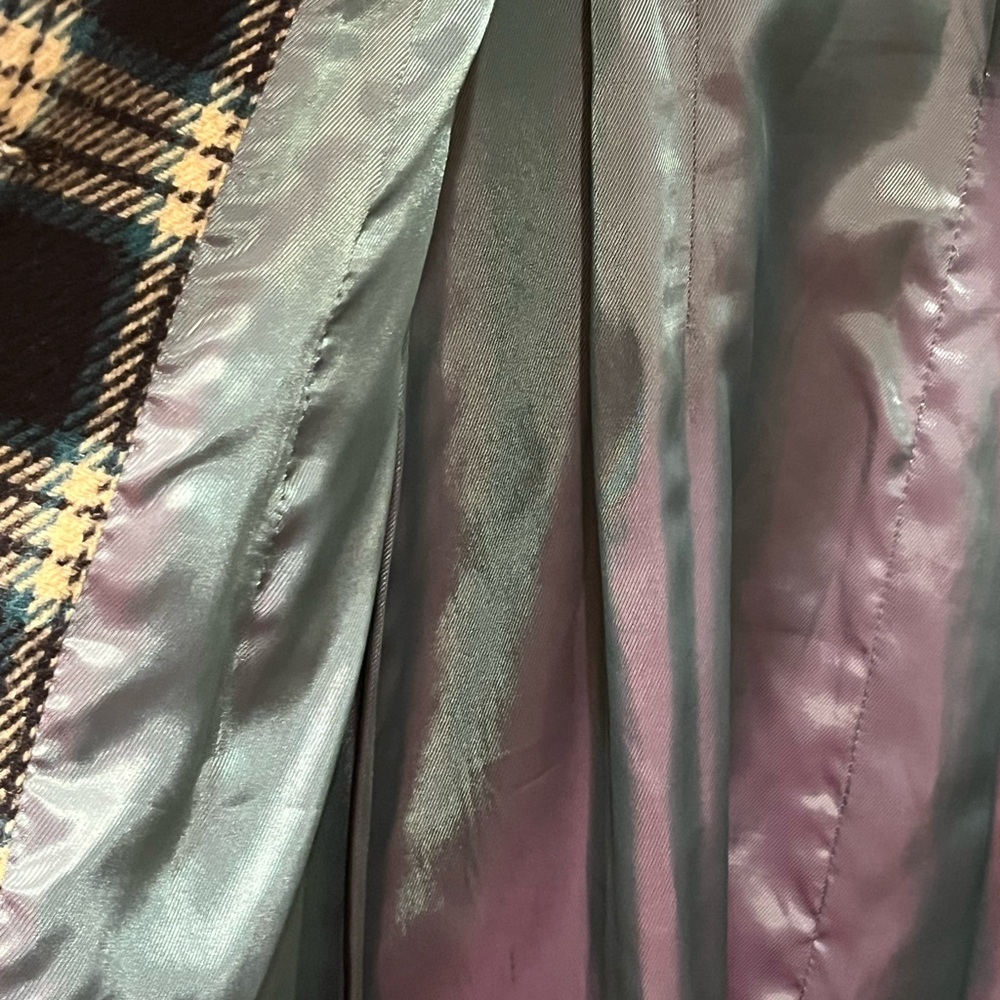 Artis Navy and Cream Plaid Pea Coat - Picture 5 of 5